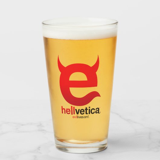 Böse „e“ – Logo Pint-Glas Glas (Vorne (Gefüllt))