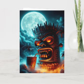 böse Halloween Tiki mit Drink im Mondschein Karte (Rückseite)