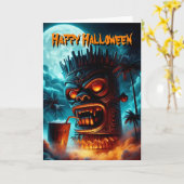 böse Halloween Tiki mit Drink im Mondschein Karte (Gelbe Blume)
