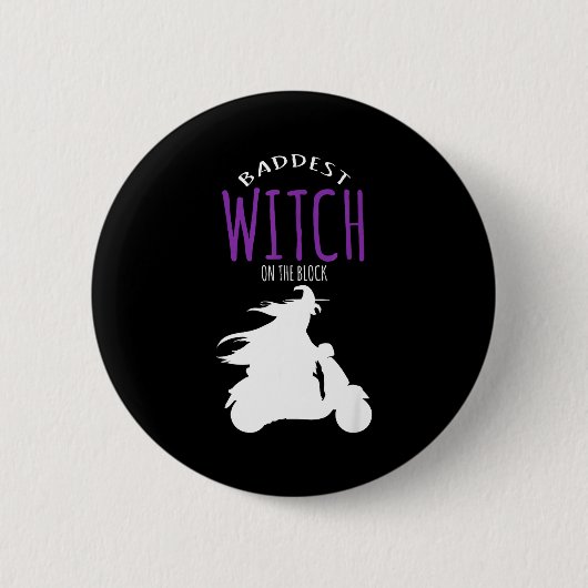 Böse Hexe im Block - Halloween-Kostüm Button (Vorderseite)