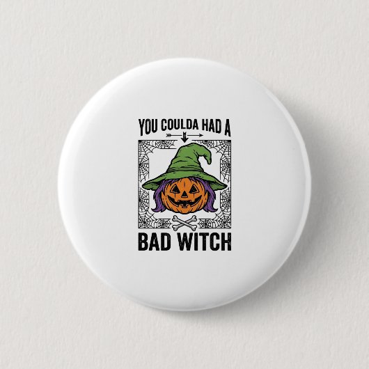 Böse Hexe Lustiger Halloween-Kürbis Hexe_1 Button (Vorderseite)