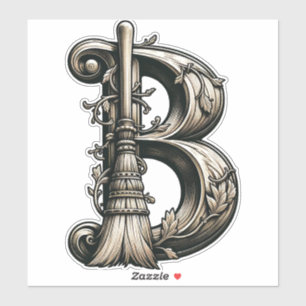 Böse Hexe Witchy Besen Buchstabe B Benutzerdefinie Aufkleber