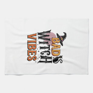 Böse Hexen Vibes Vintage Halloween-Shirt-Design_1 Geschirrtuch