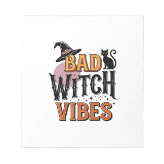 Böse Hexen Vibes Vintage Halloween-Shirt-Design_1 Notizblock