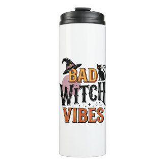 Böse Hexen Vibes Vintage Halloween-Shirt-Design_1 Thermosbecher