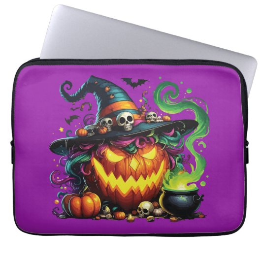 Böse Hexenkessel Kürbis Laptopschutzhülle (Vorderseite)
