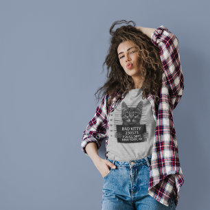 Böse Kitty NYPD Polizei Verhaftungsfoto Lustiges G T-Shirt