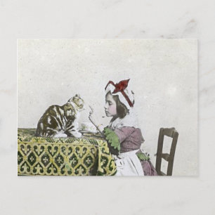 Böse Kitty viktorianische Teeparty Vintage kleines Postkarte