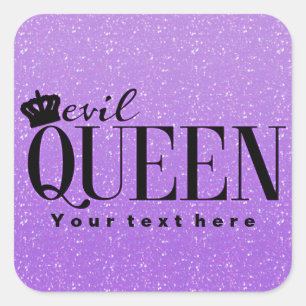 BÖSE KÖNIGIN Purple Glitter Glam Party Favor Aufkl Quadratischer Aufkleber