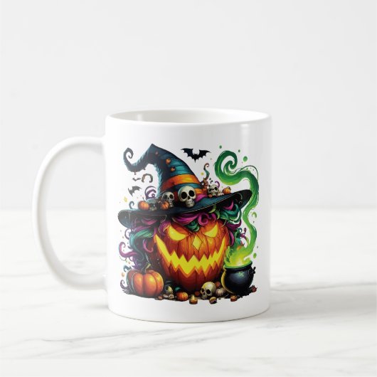 Böse Kürbisküchenhexe Kaffeetasse (Links)
