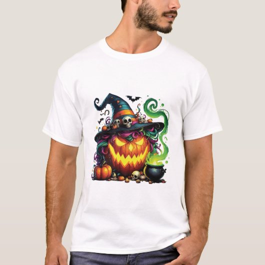 Böse Kürbisküchenhexe T-Shirt (Vorderseite)