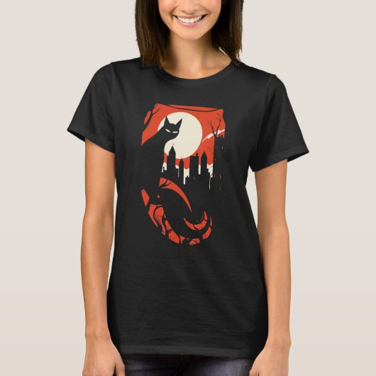 Böse schwarze Katze T-Shirt (Vorderseite)
