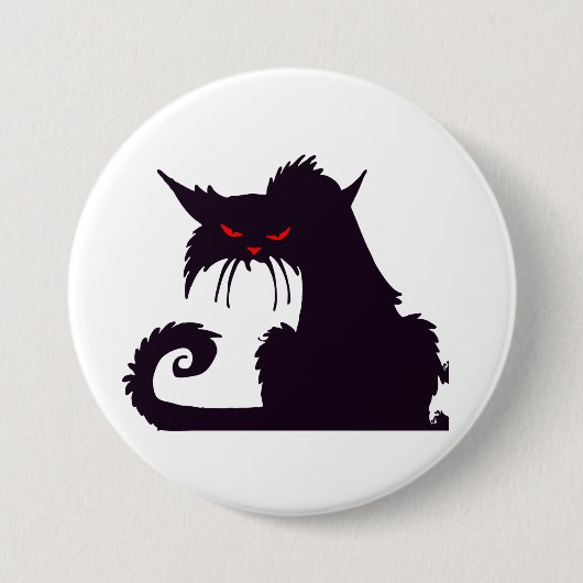 Böse schwarze Katzensilhouette mit roten Augen Button (Vorderseite)