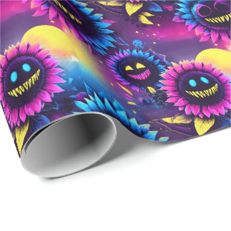 Böse Sonnenblumen - Niedliche, gruselige Lichtbänd Geschenkpapier