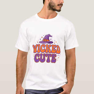 Böse Süße Hexe Retro-Typografie Halloween-Kunst T-Shirt