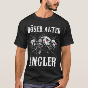 Böser alter Angler â€“ Lustiges Skelett-Fischer-De T-Shirt