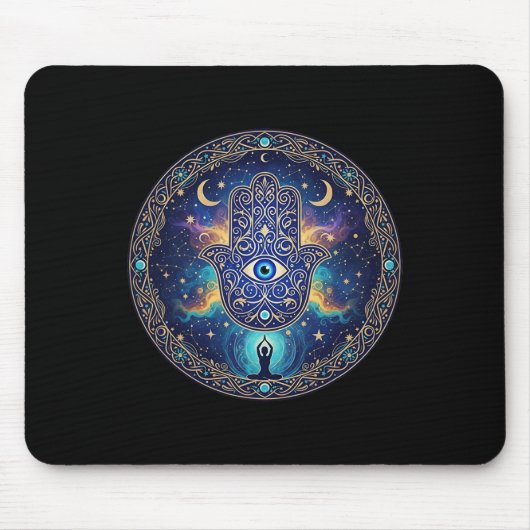 Böser Blick Amulett Schutz Ästhetik Yoga Hamsa H Mousepad (Vorne)