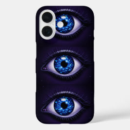 Böser Blick auf dunkler Glitter-Leinwand iPhone 16 Hülle