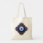 Böser Blick Design in Blau Tragetasche (Rückseite)