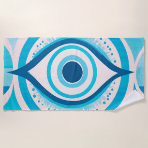 Böser Blick Farbiger Blauer Moderner Strandtuch