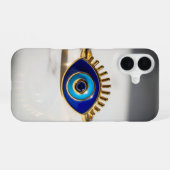 Böser Blick Goldring auf Marmorhintergrund iPhone 16 Hülle (Rückseite (Horizontal))