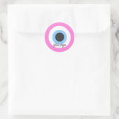 böser Blick in Rosa || anpassbar Runder Aufkleber (Tasche)