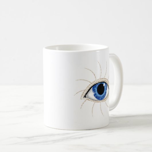 Böser Blick mit weißem Hintergrund Kaffeetasse (VorderseiteRechts)