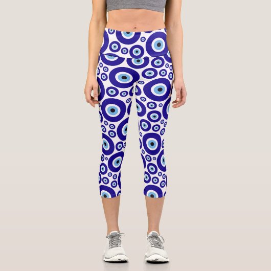 Böser Blick Muster, Griechisches Auge, Türkisches  Capri Leggings (Vorderseite)