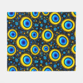 Böser Blick Muster wirft lebendiges Blau und Gold  Fleecedecke (Vorderseite (Horizontal))