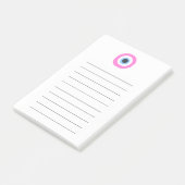 böser Blick rosa Post-it Klebezettel (angewinkelt)