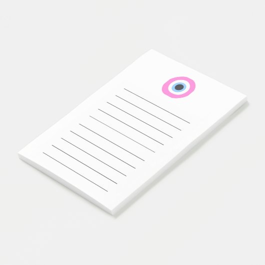 böser Blick rosa Post-it Klebezettel (angewinkelt)