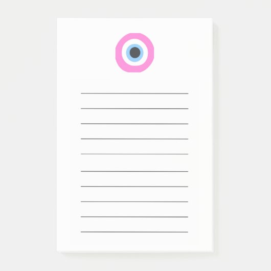 böser Blick rosa Post-it Klebezettel (Vorderseite)