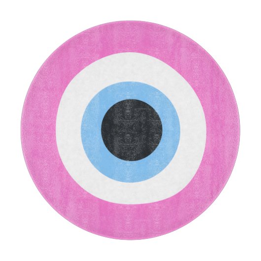 böser Blick rosa Schneidebrett (Vorderseite)