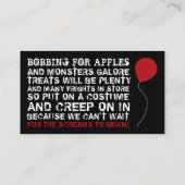 böser Clown, Einladung eines Halloween-Party (Rückseite)