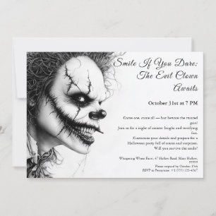Böser Clown Halloween-Einladung – Böse Grinsen Einladung