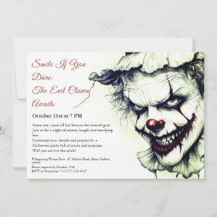 Böser Clown Halloween-Einladung – Böse Grinsen Einladung