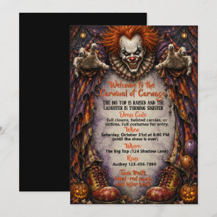 Böser Clown Halloween-Kostüm-Themenparty Einladung