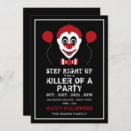 böser Clown, Halloween-Party (Vorne/Hinten)