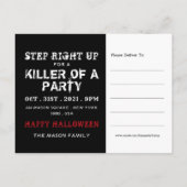 böser Clown, Halloween-Party Ankündigungspostkarte (Rückseite)