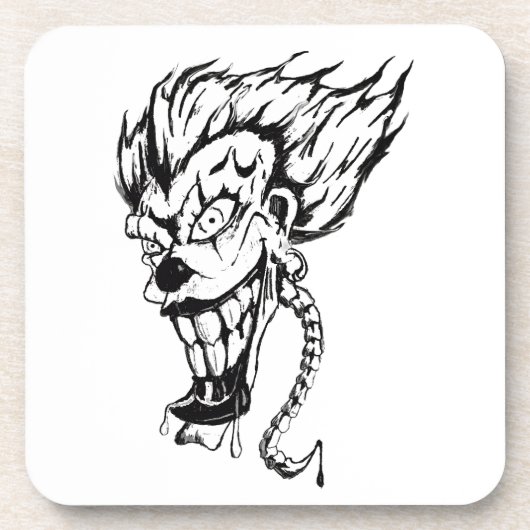 Böser Clown Hard Plastic Untersetzer Set von 6 (Vorderseite)