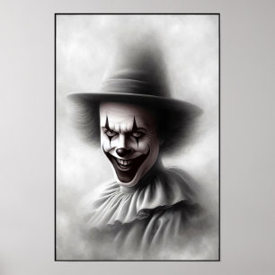 Böser Clown im Zylinder im Vintage-Stil Poster