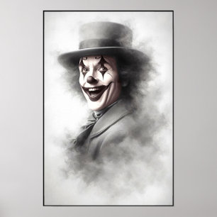 Böser Clown im Zylinder im Vintage-Stil Poster