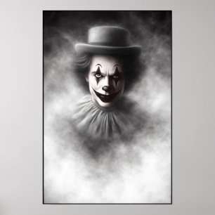 Böser Clown im Zylinder im Vintage-Stil Poster