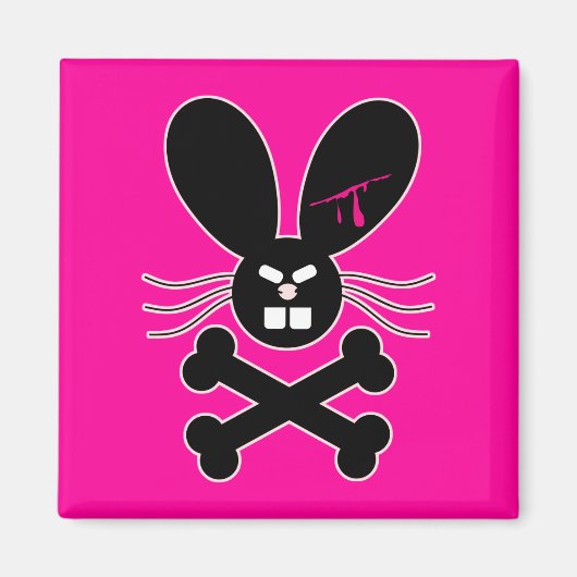 Böser Emo-Hasen-Totenkopf Magnet (Vorne)