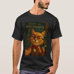 Böser Genie-Katze Schritte zur Weltherrschaft Tafe T-Shirt