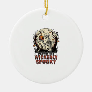 Böser Halloween-Skelett-Vintage-Stich-Design Keramik Ornament