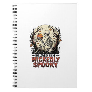 Böser Halloween-Skelett-Vintage-Stich-Design Notizblock