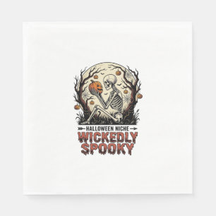 Böser Halloween-Skelett-Vintage-Stich-Design Serviette