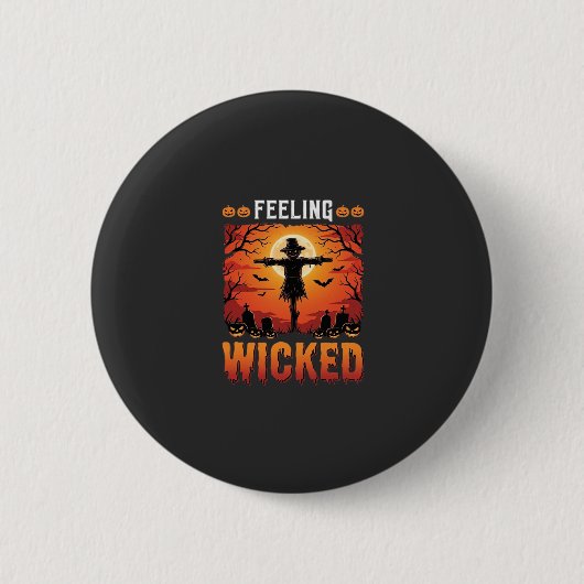 Böser Halloween-Vogelscheuchendesign_1 Button (Vorderseite)