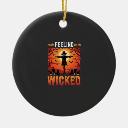 Böser Halloween-Vogelscheuchendesign_1 Keramik Ornament (Vorne)